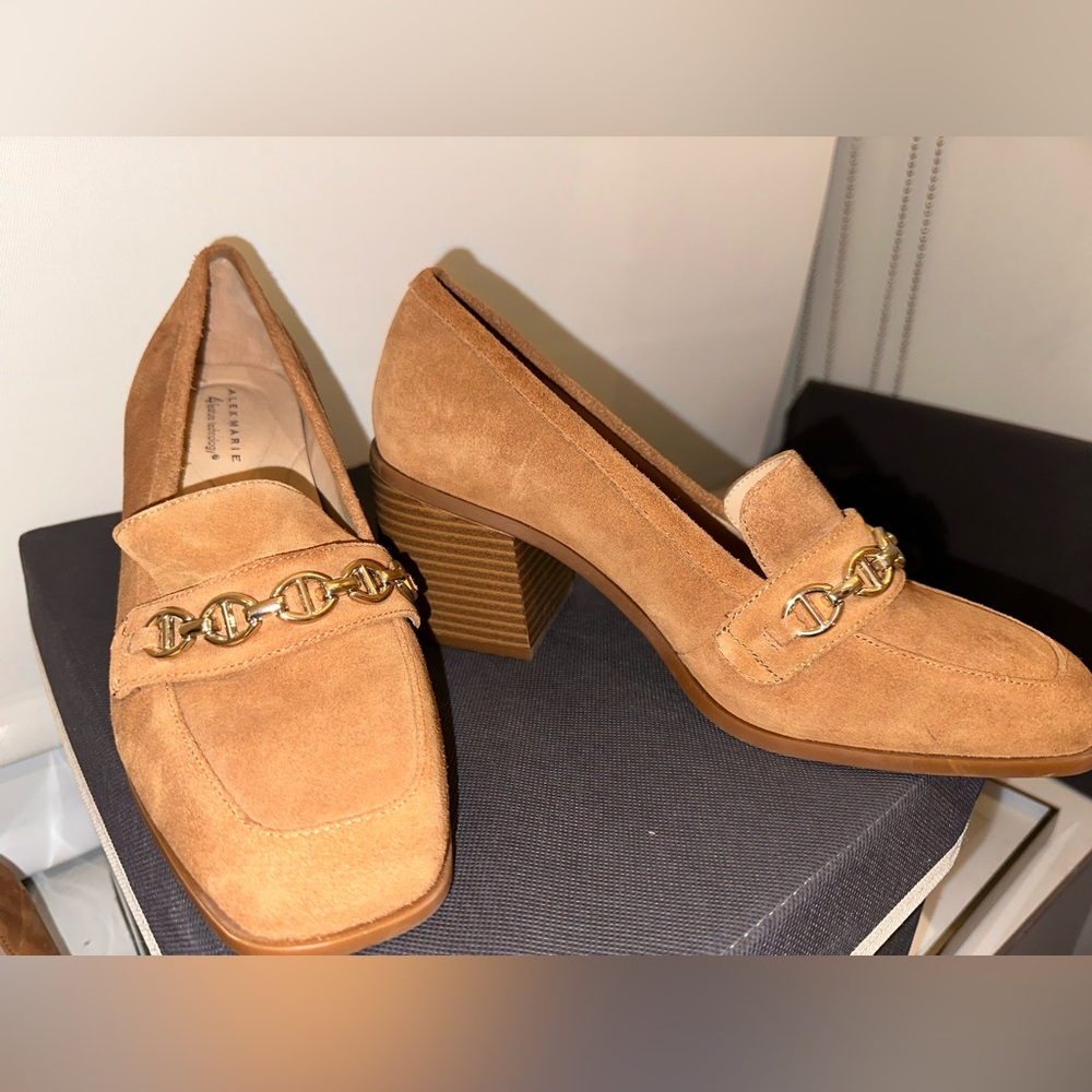 Alex Marie Suede Brown Heel-Loafers